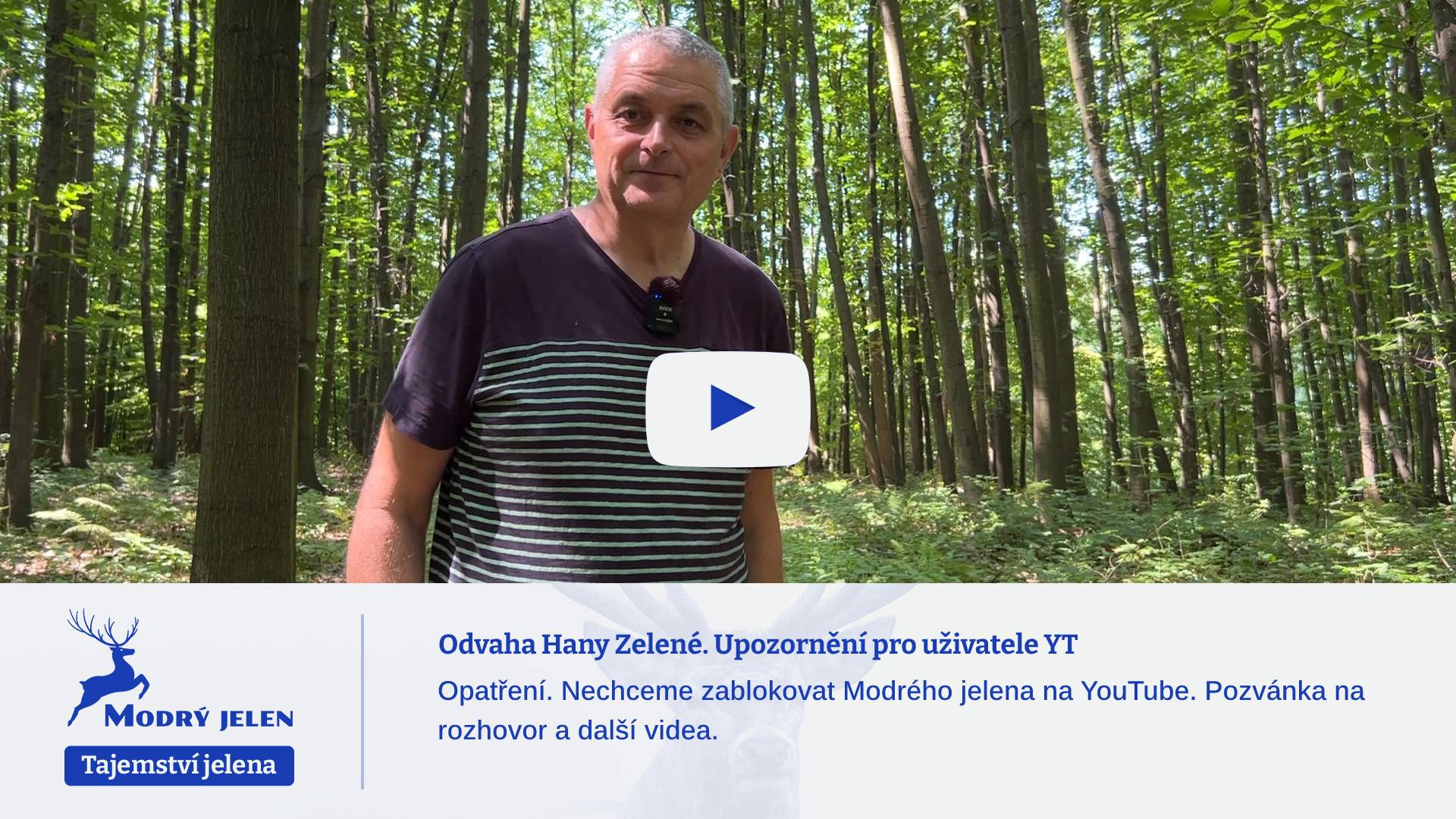 Odvaha Hany Zelené. Upozornění pro uživatele YT