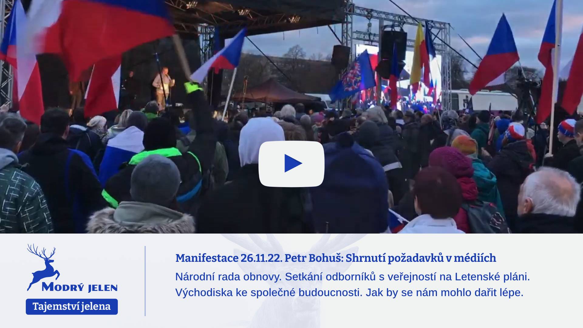 Manifestace 26.11.22. Petr Bohuš: Shrnutí požadavků v médiích